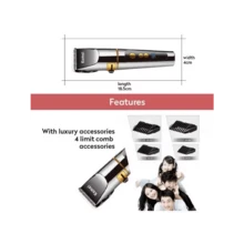 Kemei Điện Tóc KM-9160 Tông Đơ Cắt Tóc Có Màn Hình LCD Chuyên Nghiệp Tóc Lưỡi Gốm Tông Đơ Không Dây - Bạc - Xem 3
