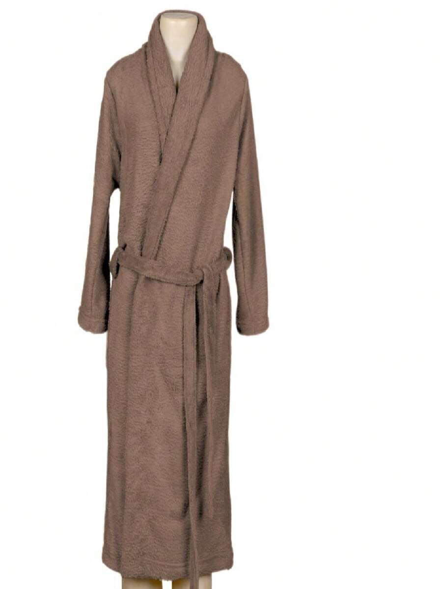 Roupão de Banho Simples Soft Várias Cores Pronta Entrega. - Marrom - Visão 1