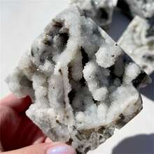 1 块天然闪锌矿立方体装饰 - 1.574 英寸 - 2.362 英寸水晶簇适用于房间办公室舞台花园装饰室内装饰石不对称几何立方体 - 节日生日的理想礼物 - 銀色 - 查看 2