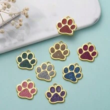 1 pieza Etiqueta de identificación personalizada para mascotas en forma de pata de perro de color vino tinto con personalización en color dorado y nombre de mascota, información de contacto, dirección y talla grande grabados para evitar pérdidas, adecuado para perros pequeños y gatos