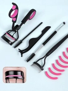 Set de rizador de pestañas 6 en 1, kit de cepillos para cejas para mujeres con rizador de pestañas, separador de peine de pestañas, pinzas de pestañas, 3 cepillos de rímel, 5 almohadillas de repuesto de silicona para pestañas y cejas,rizador pestañas rizador de pestañas enchinadores
