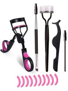 Set de rizador de pestañas 6 en 1, kit de cepillos para cejas para mujeres con rizador de pestañas, separador de peine de pestañas, pinzas de pestañas, 3 cepillos de rímel, 5 almohadillas de repuesto de silicona para pestañas y cejas,rizador pestañas rizador de pestañas enchinadores