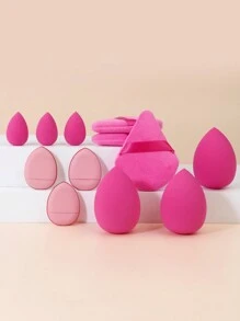 12Pcs Makeup Sponge/Powder Puff Set Consisting Of 3 Triangular Powder Puffs, 3 Mini Air Cushion Powder Puffs, 3 Water Drop Shaped Beauty Eggs, And 3 Mini Makeup Sponge. Suitable For Liquid Foundation, Powder Foundation, And Concealer Cream. Suitable For All Skin Types Makeup Tool - Multicolor - View 4