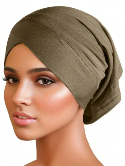 1pc Ladies New Solid/Colorful Anti-Pilling Modal Beanie Hat, Headscarf Cap With Crossed Front Bonnet Hair Bonnet Turban Hair Sleep Cap