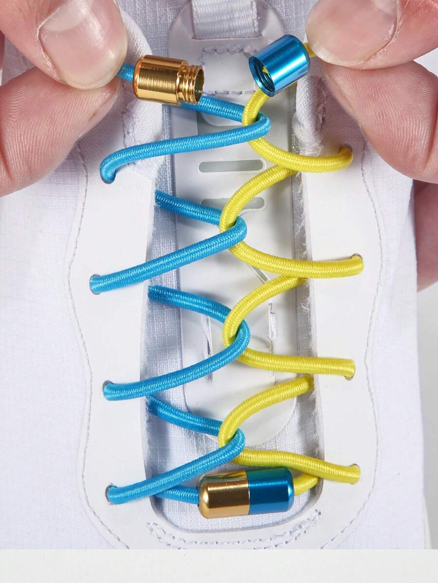 1 Paar Elastische, Runde Schnürsenkel Ohne Binden Für Turnschuhe, Dehnbare Schnürsenkel Ohne