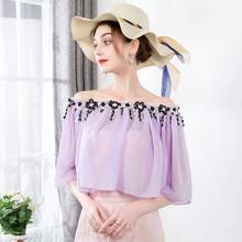 1件純色套頭刺繡披肩，適合舞會派對和日常旅行 - A - 查看 14