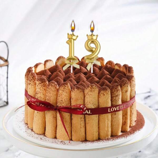 Vela de cumpleaños numérica de 1 pieza - Vela de decoración de pastel para cumpleaños, aniversarios de bodas y celebraciones (Oro champán), Números 0-9