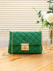 Diamond-Shaped Embroidery Women Casual Crossbody Bag - Green - View 3
