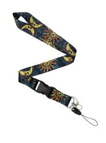 1pc Breakaway Boho Neck Lanyard For Keys,Keychain,ID Badge Holder With Quick Release Buckle,Keyring, Cool Sun And Moon Strap,Great Gift For Women Man. Car Accessories Bag Charm Backpack For School