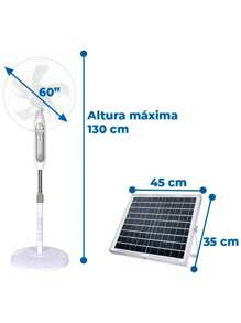 Standing Fan With Solar Panel LED Light And USB Input - White - View 4