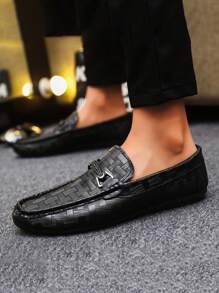 Men's Loafers New Casual Moccasins Slip-On Slouchy Shoes Round Toe Leather Shoes Simple Casual Canvas Shoes Black Formal Shoes Flat Sneakers