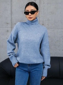 Women Knit Tops - Màu xanh lam - Xem 2