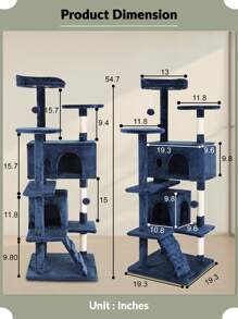 DOPINMIN 54in Cat Tree Tower For Indoor Cats,Multi-Level Furniture Activity Center With Scratching Posts Stand House - Navy Blue - View 6