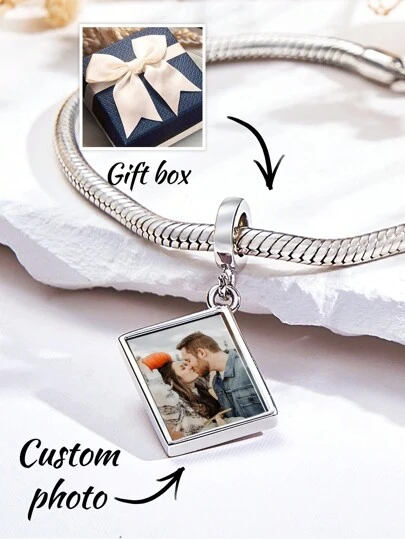 1pc Custom Photo Charm, Custom Stainless Steel Charm, Personalized Photo Charm, Logo Charm, Laser Engraved Charm Beads For Jewelry Bracelets Making, Mother's Day Gift, Father's Day Gift, Valentine's Gift, For Father's Day, Black, Silver, Gold, Custom, For Anniversaries, For Birthdays, For Graduation, For Prom, For Party,Customized Fashion Photo Beads,Street Casual Chic,Jewelry & Watches,Chic Autumn,Elegant Outfit