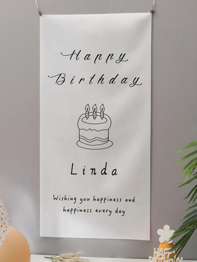 Custom Name Happy Birthday Party Background Wall Banner With Photo Booth Props Tapestry Decoration, 1set/1pc Reusable,Ornamental Exquisite,Stylish,Cute,High-Quality,Modern,Contracted Custom,Personalized,Unique Ideal Gifts For Him Her,Boyfriend,Girlfriend,Dad,Mom,Family,Friends For Anniversaries,For Valentine's Day,For Mother's Day,For Birthdays,For Children's Day,For Father's Day,For Graduation,For Weddings,For Housewarming Dining Room,Living Room,Bedroom,Office,Tea Room,Home