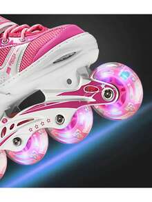 Patines en Paralelo Ajustables con Kit de Protección Patines 4 Ruedas Luminosas para Niños y Principiantes - Negro - Ver 5