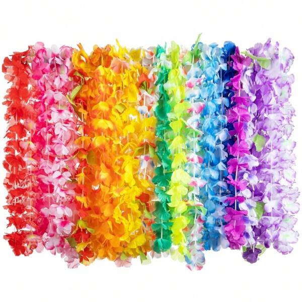 2/6/12 Piezas a Granel de Guirnaldas Hawaianas, Collares de Guirnaldas Tropicales Coloridas para Adultos, Decoraciones y Recuerdos para Fiesta Hawaiana en la Playa