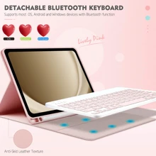 Tastatur Hülle kompatibel mit Galaxy Tab und iPad, Redmi Pad SE, mit abnehmbarer kabelloser Bluetooth Tastatur (150mAh) und Stifthalter