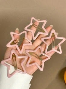 5pcs/Set Girl's Hair Accessories, Hair Clips, 5.5cm Metal Star Hairpins, Elegant Five-Pointed Star Headband