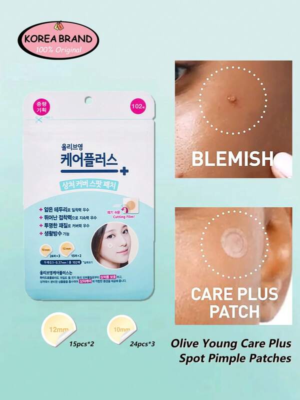 Olive Young Care Plus Spot Blue Cover Spot Patch 102 Count