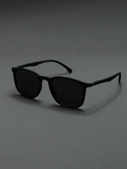1pc Men Plastic Geometric Frame Classical Polarized Glasses For Vacation Driving Fishing Camping Street Snap Accessories Shades Accessories Beach Accessories Glasses Shades For Summer Beach Vacation,Outdoor,Travel