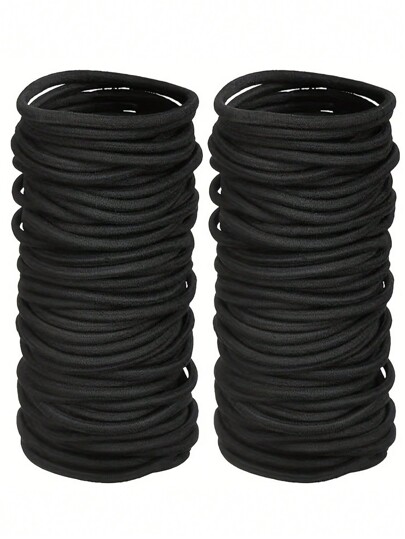 20Pcs Black Hair Ties For Thick And Curly Hair Ponytail Holders Hair Elastic Band For Girl Or Boy (4mm)