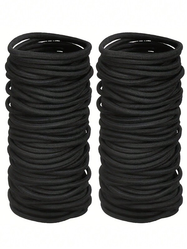 20Pcs Black Hair Ties For Thick And Curly Hair Ponytail Holders Hair Elastic Band For Girl Or Boy (4mm)