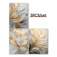 3pcs/Set Luxury Canvas Print Posters, Golden And White Leaves Canvas Wall Art Paintings, Artwork Wall Painting For Living Room Bedroom Bathroom Office Hallway Wall Decors, No Frames Gifts Birthday Graduation