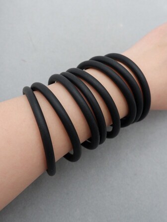 1set/8pcs Multicolor Handmade Gothic Style Charm Statement Bracelet With Rubber Band