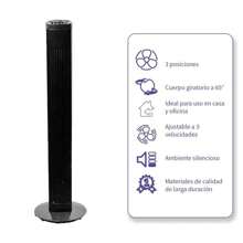 Ventilador de torre, 46", 42 w, 3 velocidades con temporizador - Negro - Ver 4