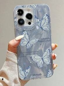 Handyhülle mit eingebettetem Federmuster und Spiegel aus Glas, Schmetterlingsdesign, kompatibel mit iPhone 11, 12, 13, 14ProMax, 15 - Verschiedenfarbig - Übersicht 3