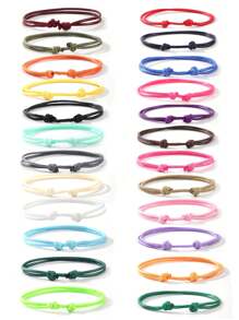 Set de 24 piezas de pulseras trenzadas de poliéster de colores, impermeables, de moda casual para mujer, para playa, vacaciones y uso diario