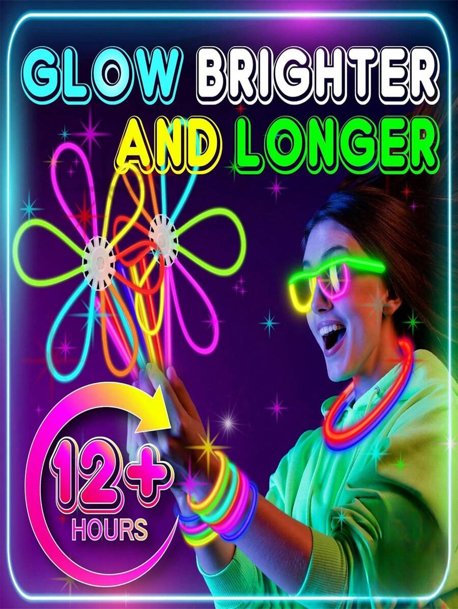 Glow Sticks Bulk Party Supplies, 205Pcs Glow Sticks With 100 Connectors