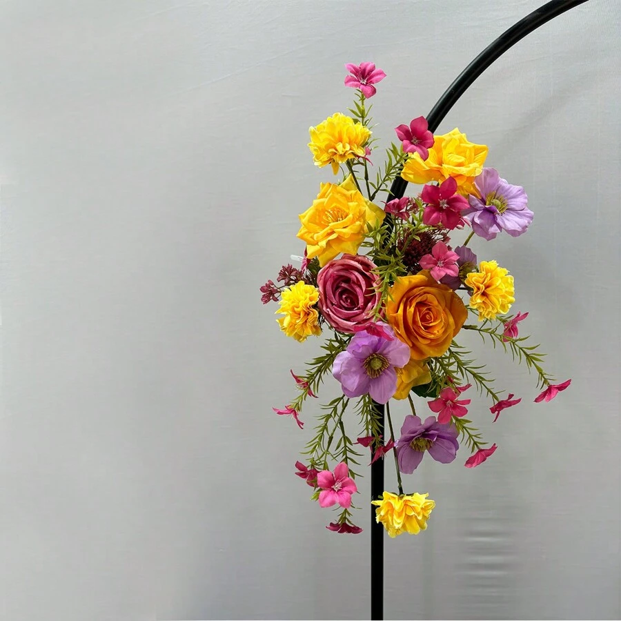 Artificial Flowers, Orange Rose, Orange Carnation, Magenta Queen Rose, Mori Style Chrysanthemums, Wedding Arch Floral, Party/Wedding Decor, Valentine's Day, Gift Gifts Birthday Graduation - Orange - View 1