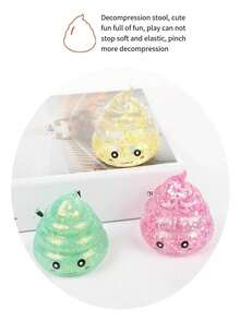 New Arrival 1pc Novelty Glittery Golden Poop Stress Relief Squeeze Toy, Color Random - Multicolor - View 5