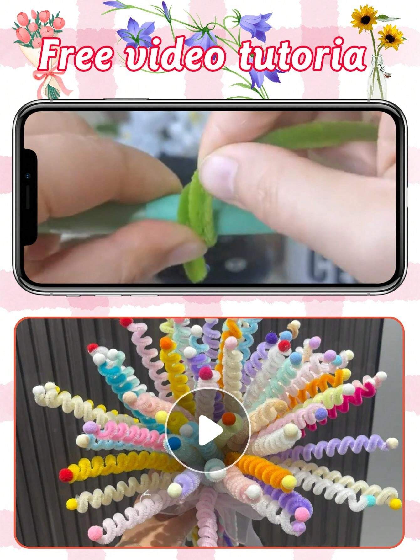 100/200//300/500/700pcs Macaron Pipe Cleaners Craft Supplies, 7 Colors