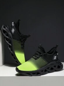 Men's Fashionable Mixed Color Gradient Lace-Up Thick-Soled Sneakers, Comfortable, Lightweight,Breathable, Shock-Absorbing And Wear-Resistant Casual Sneakers, Suitable For Indoor And Outdoor Fitness And Outdoor Sports
