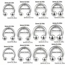 SENLANSP 1 Đồng Hồ Thép Không Gỉ Lớn Đồng Hồ Đo Móng Ngựa Mũi Vòng BCR Khuyên Tai Do Khoang Cach Bang 8G-2G Nam Body Trang Sức - Bạc - Xem 5