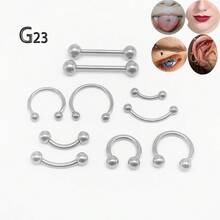10入組 G23 鈦金屬穿體彩珠珠棒首飾 16G 14G 曲棒環，適用於眉毛、嘴唇、中隔、馬蹄鐲、軟骨、耳環、脣環等部位 - 穿刺鈦套裝 - 查看 9