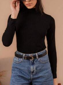 Exclusive Fashions Short Ribbed Sheath Dress With Long Sleeves And High Neck