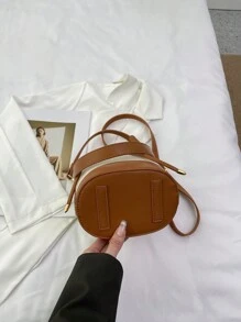 Summer Women Crossbody Bucket Bag With Unique Design And Color Blocking, Multi-Functional Tote Bag - Brown - View 4