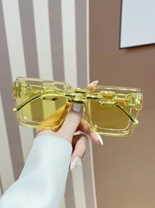 1 件时尚女士可爱超大号欧美 Y2K 风格夏季海滩派对时尚眼镜遮阳海滩配饰女士海滩配饰眼镜遮阳基本款秋冬女士服装商务休闲礼物适合夏季海滩度假、户外、旅行 - 黃色 - 查看 2