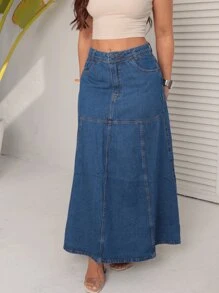 Women Denim Skirts - Rửa tối - Xem 1