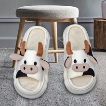 Pantuflas sandalias interiores vaca suaves y cómodas - Blanco - Ver 1