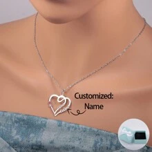 Personalized Double Gemstone Inlaid Double Name Necklace Customized Mother's Day Gift, Valentine's Day Gift, Birthday, Anniversary Gift, Graduation, Christmas, Gift For Friends And Classmates