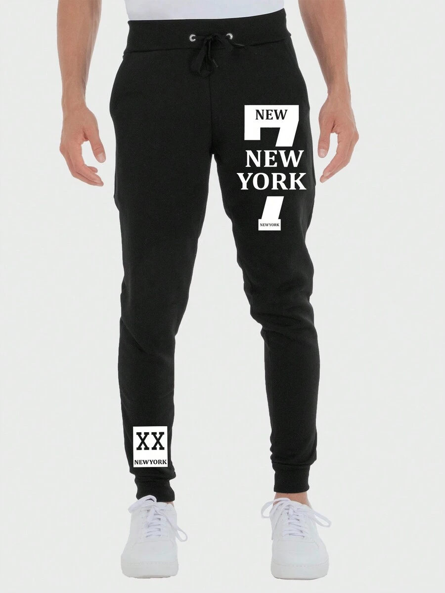 Men Sweatpants - 黑色 - 查看 1