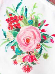 Mouwloze romper voor babymeisjes met frisse bloemenprint en ronde hals
