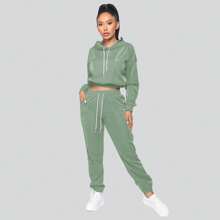 Conjunto Para Dama 2 Piezas Sport Fashion SJ107 - Verde militar - Ver 2