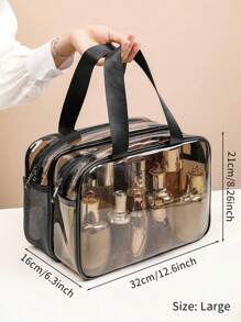 1PC Storage Bag Makeup Travel Bag Make Up Brush Bag Toiletry Bag Transparent Makeup Bag Made Of PVC Material, Hand-Held Toiletry Bag, Cosmetic Storage Bag, Beach Bag, Essential For Traveling Makeup Travel Toiletry Organizer Clear Essentials Gifts Storage Zipper Accessories Nail
