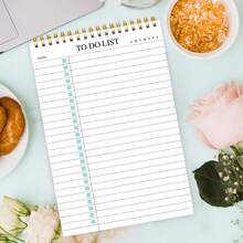 BUBU 1pc Spiral Daily Planner To Do List Notepad - Undated Goals Planning Pad With Hourly Schedule Tear-Off Notepad,Stationery Office School Supplies - Mint Green - View 5
